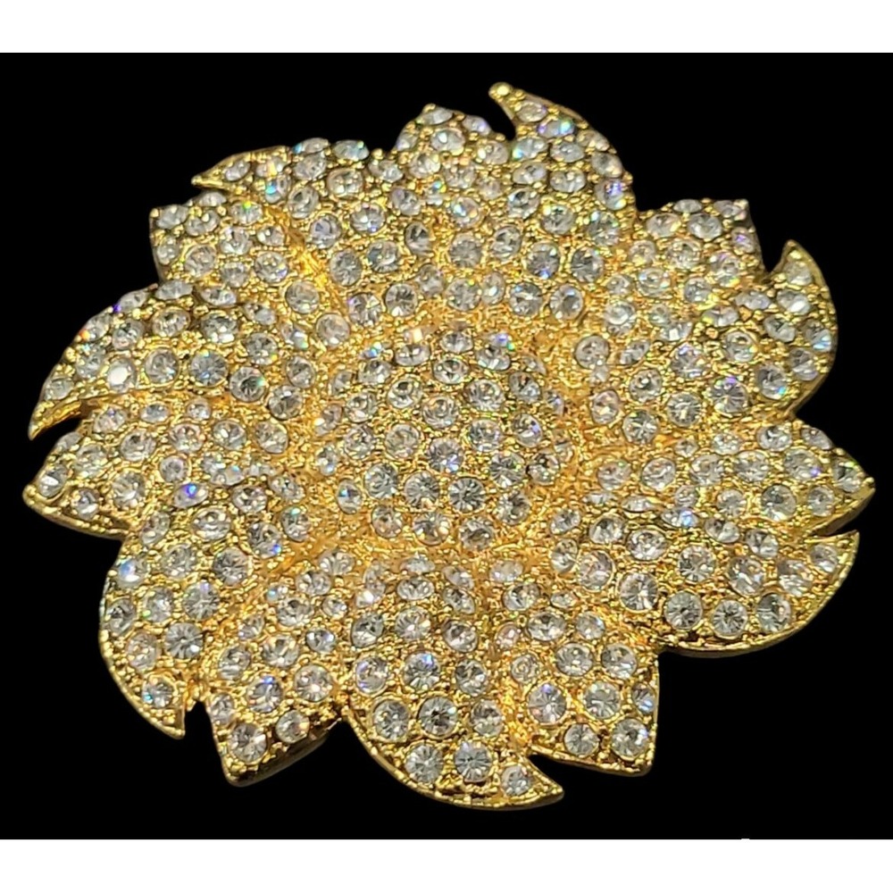 Camrose Kross JBK JACKIE KENNEDY GOLD PLATED CRYSTAL SUNFLOWER BROOCH PIN